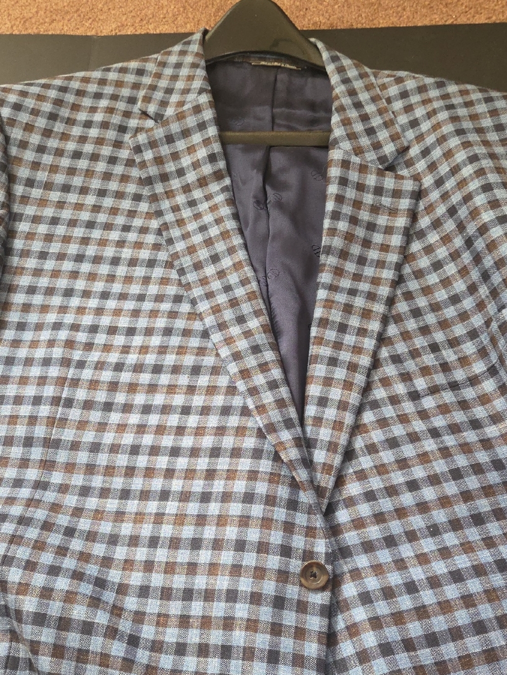 David Donahue Men's Checked Sport Coat - Light Blue & Brown